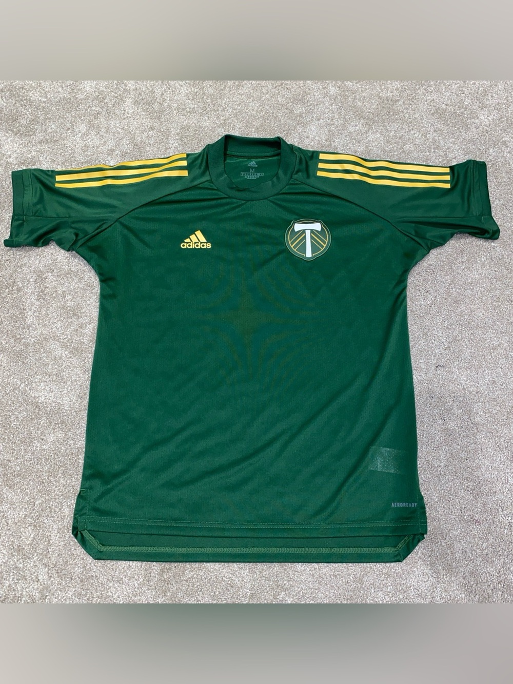 ADIDAS MEN’S PORTLAND TIMBERS TRAINING JERSEY SIZE M GREEN‎ YELLOW MLS